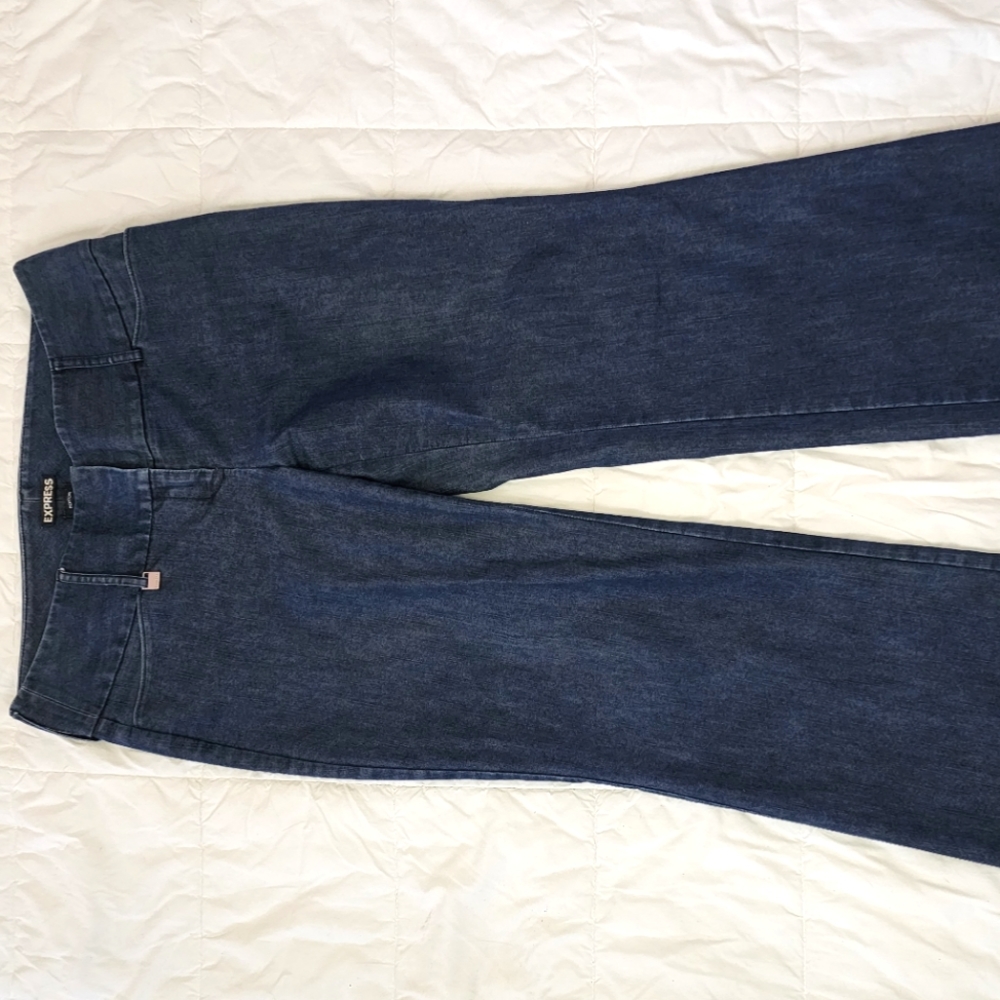 Express Editor flare leg denim dress pants